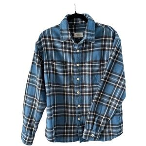 American Eagle Heavy Flannel Pullover – Blue/White/Navy Relaxed fit